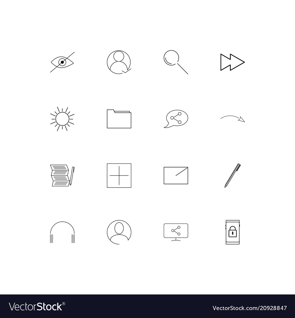 User interface linear thin icons set outlined