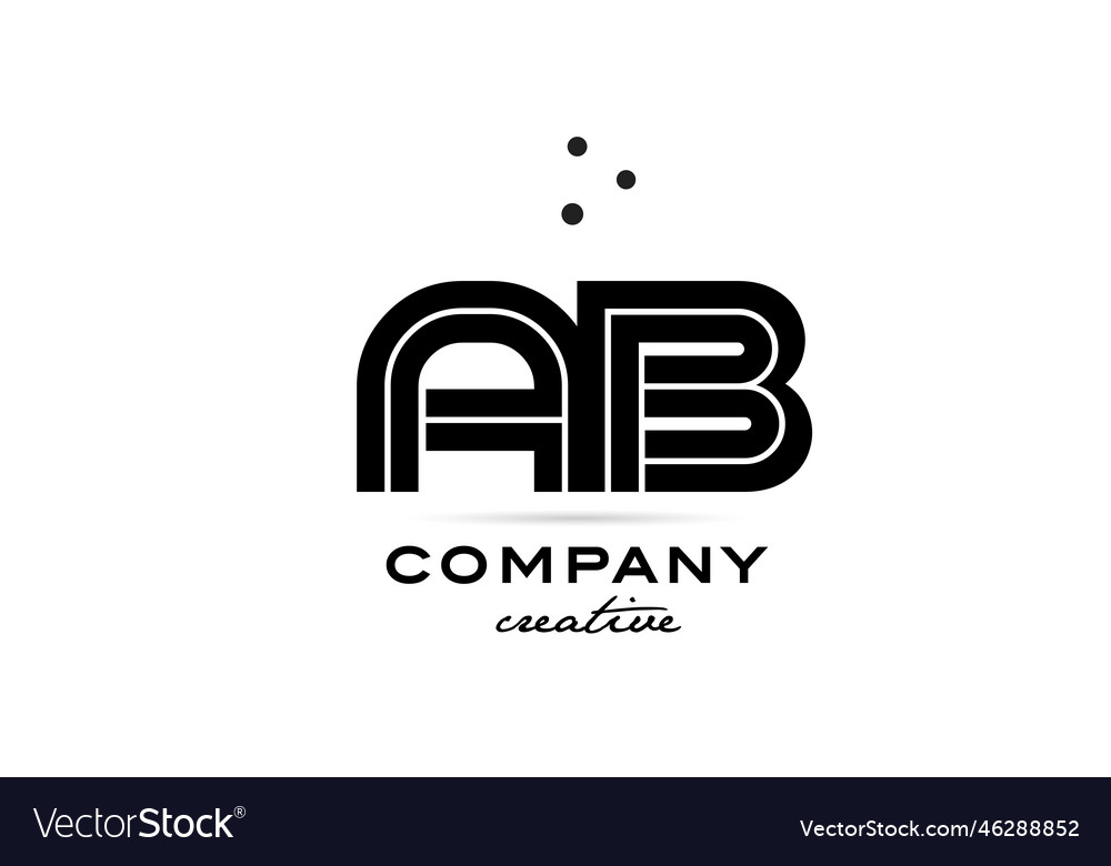 Ab black and white combination alphabet bold Vector Image