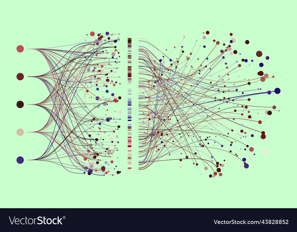 Abstractly arranged dots are connected by lines