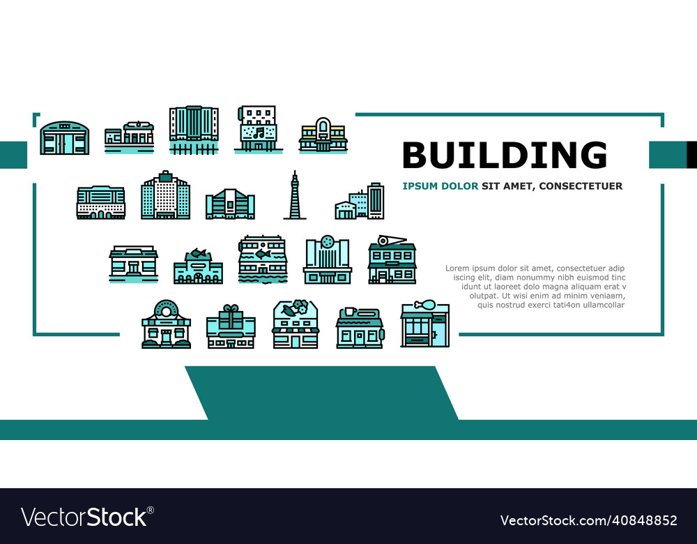 Building restaurant and store landing header Vector Image Building restaurant and store landing header