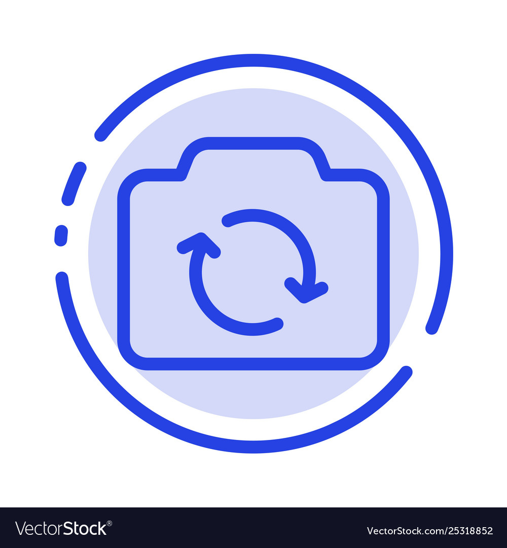 Camera refresh basic ui blue dotted line icon Vector Image Camera refresh basic ui blue dotted line icon