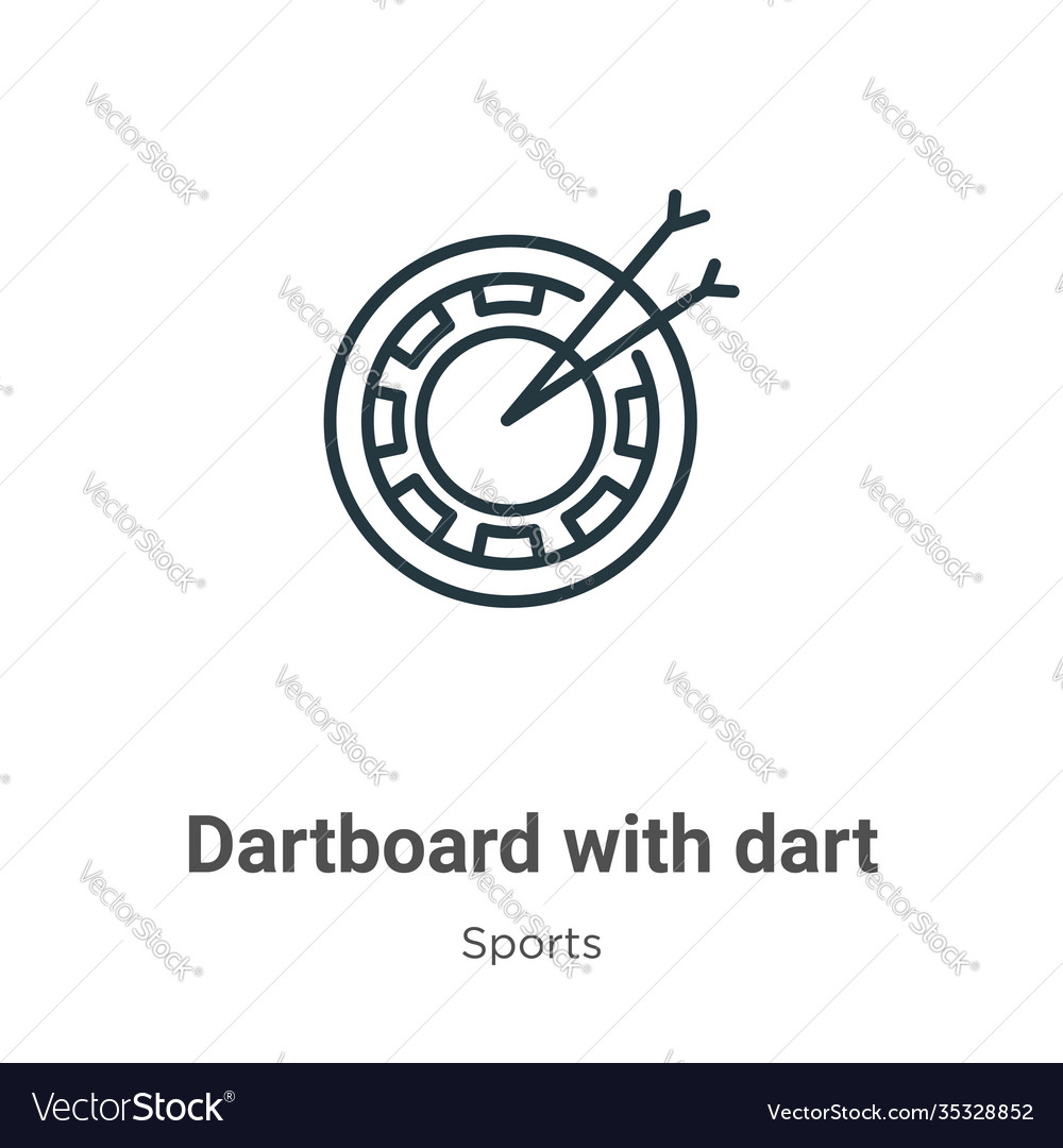 Dartboard with dart outline icon thin line black Vector Image Dartboard with dart outline icon thin line black