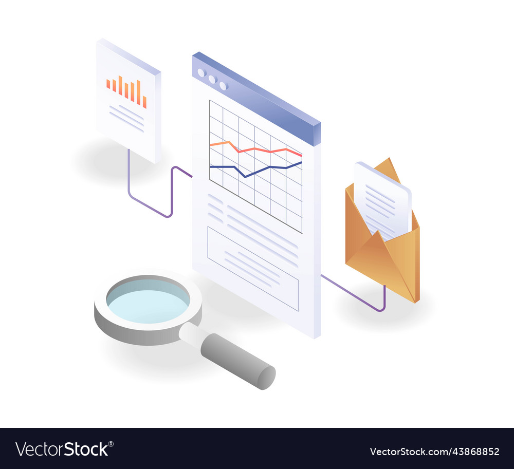 Email network analysis data vector image Email network analysis data