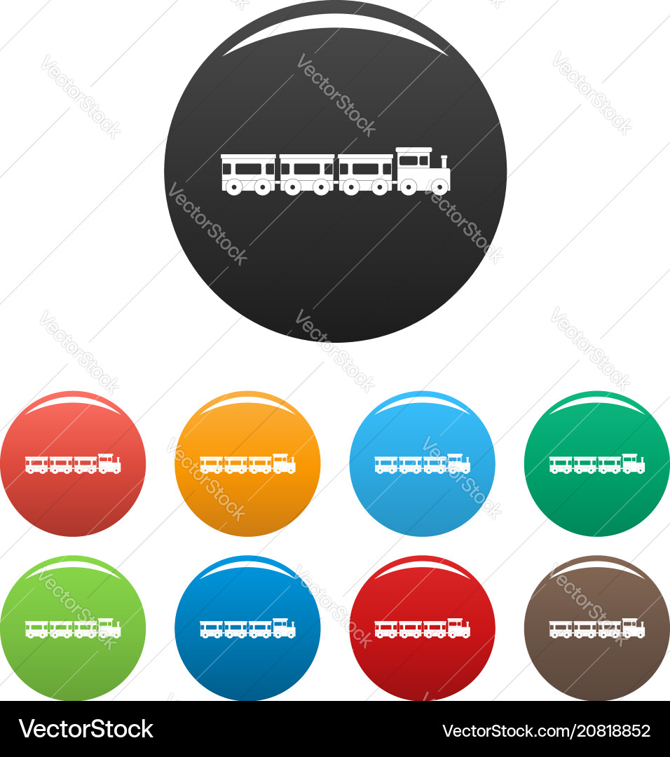 Express train icons set color Royalty Free Vector Image
