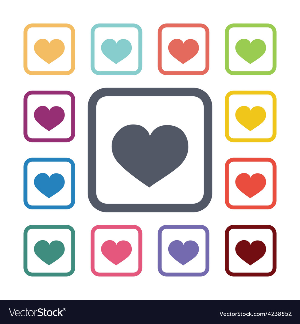 Heart flat icons set