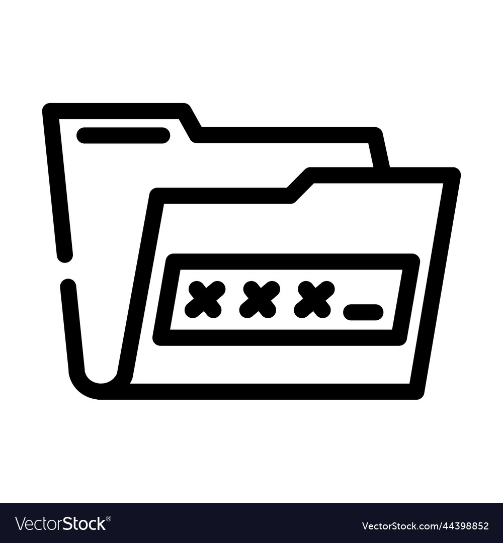 Lock folder line icon vector image Lock folder line icon