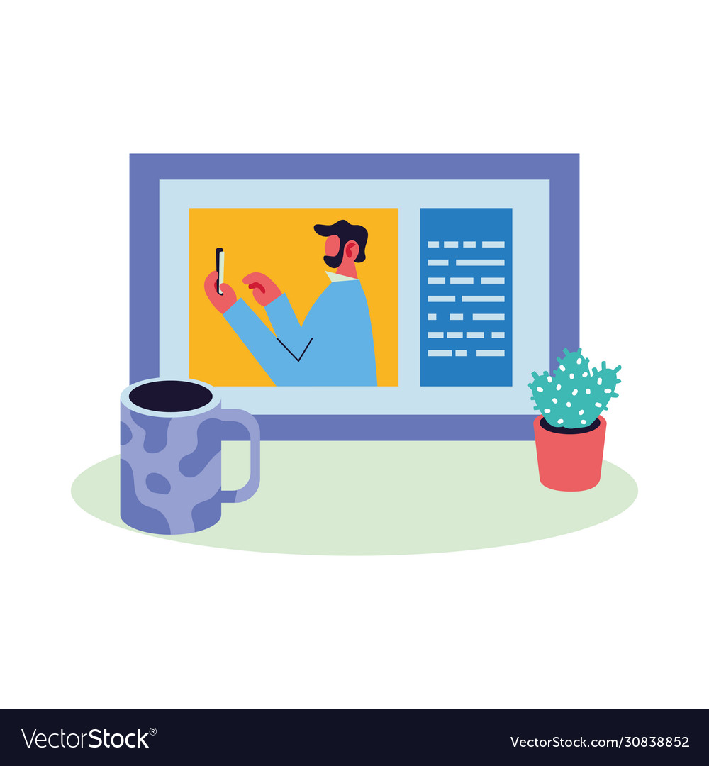 Man working on video call