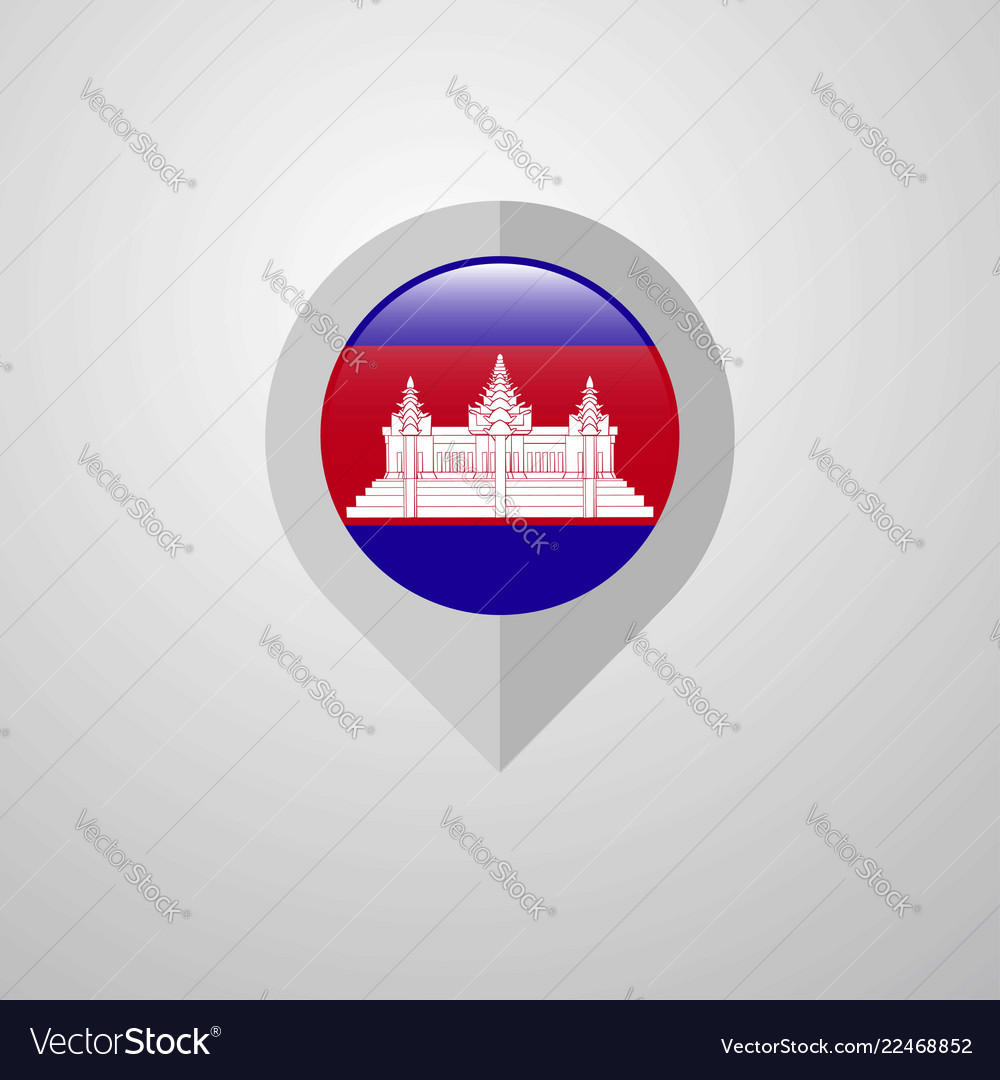Karten-Navigationszeiger mit cambodia Flag Design