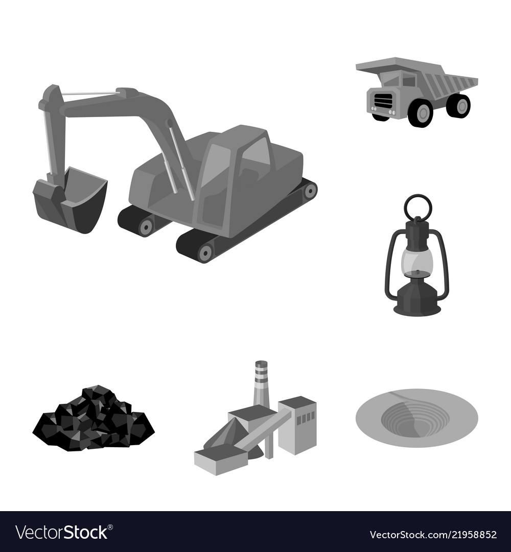 Mining industry monochrome icons in set collection