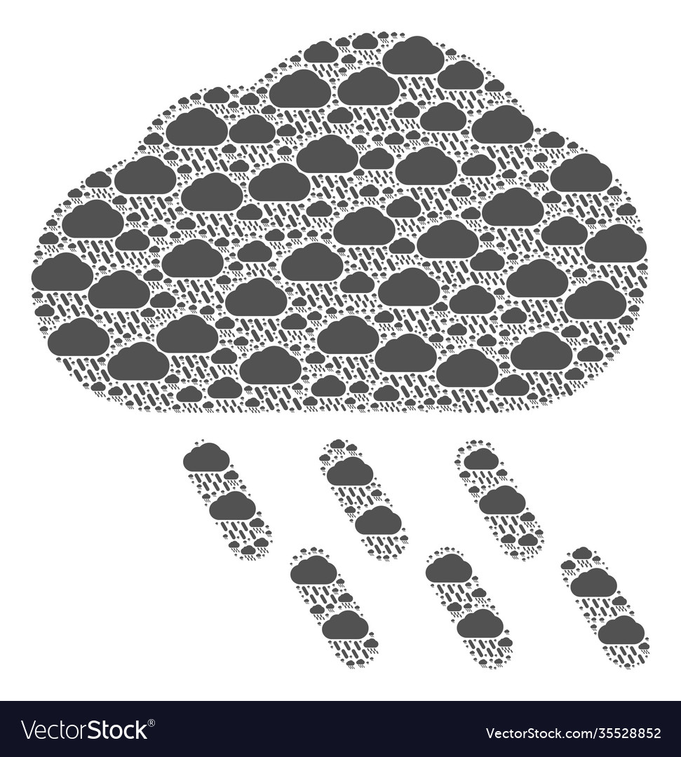 Rain icon recursion composition vector image Rain icon recursion composition