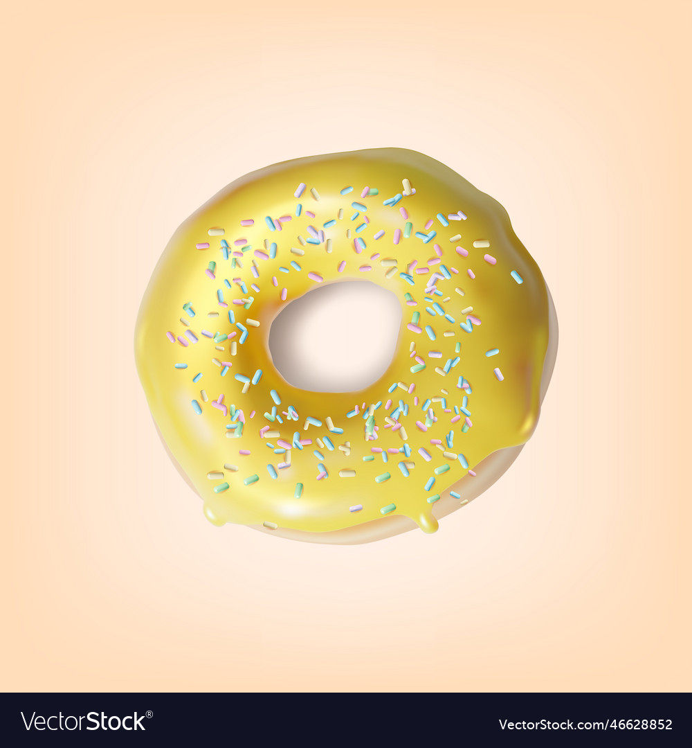 Realistic detailed 3d banana glazed donut