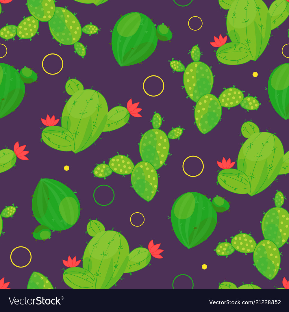 Seamless pattern of abstract cacti with dots vector image Seamless pattern of abstract cacti with dots