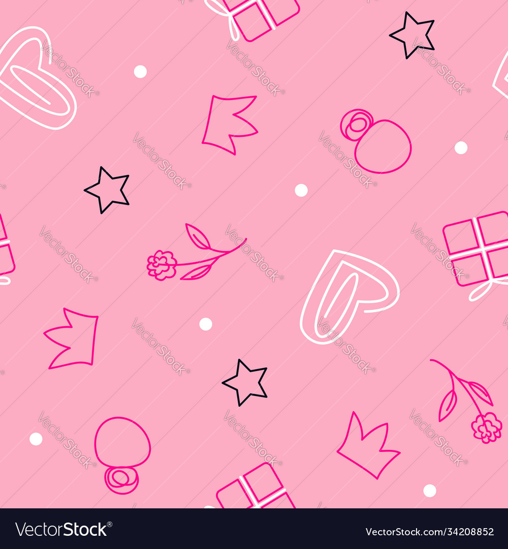 Seamless pattern with symbols for princesses