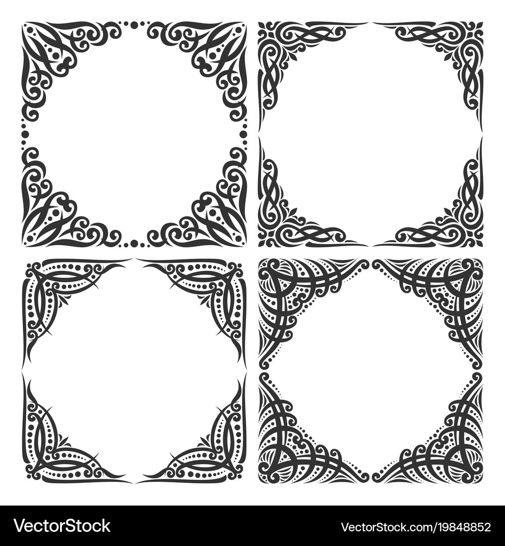 Set decorative black frames Royalty Free Vector Image