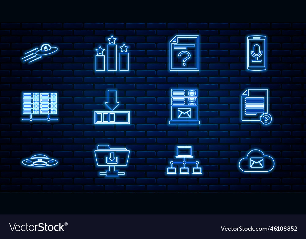 Set line cloud mail server unknown document vector image Set line cloud mail server unknown document