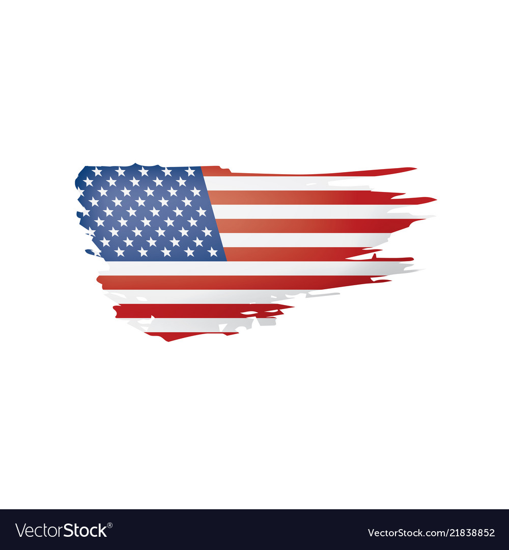 USA Flag on White Background