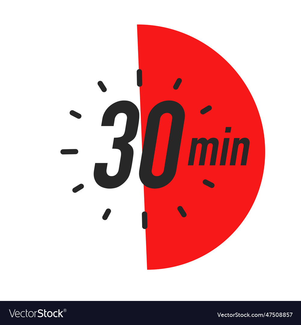 30 minutes timer symbol color style Royalty Free Vector