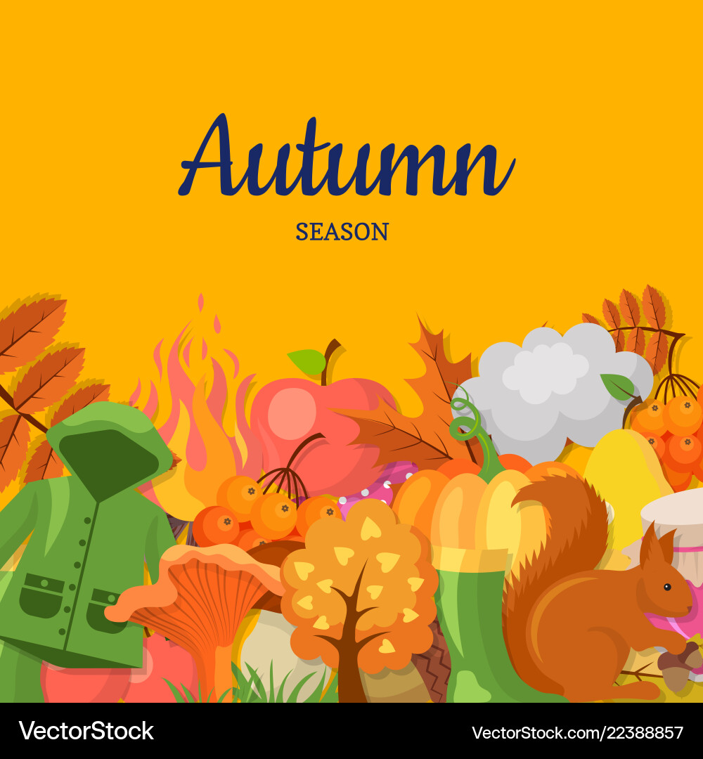 Cartoon autumn elements and leaves Royalty Free Vector Image