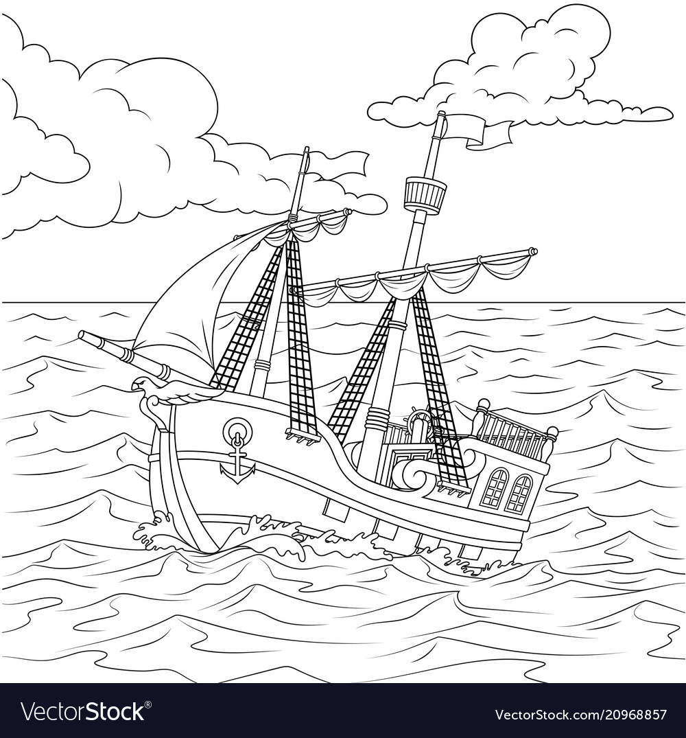 Children sailing ship Royalty Free Vector Image