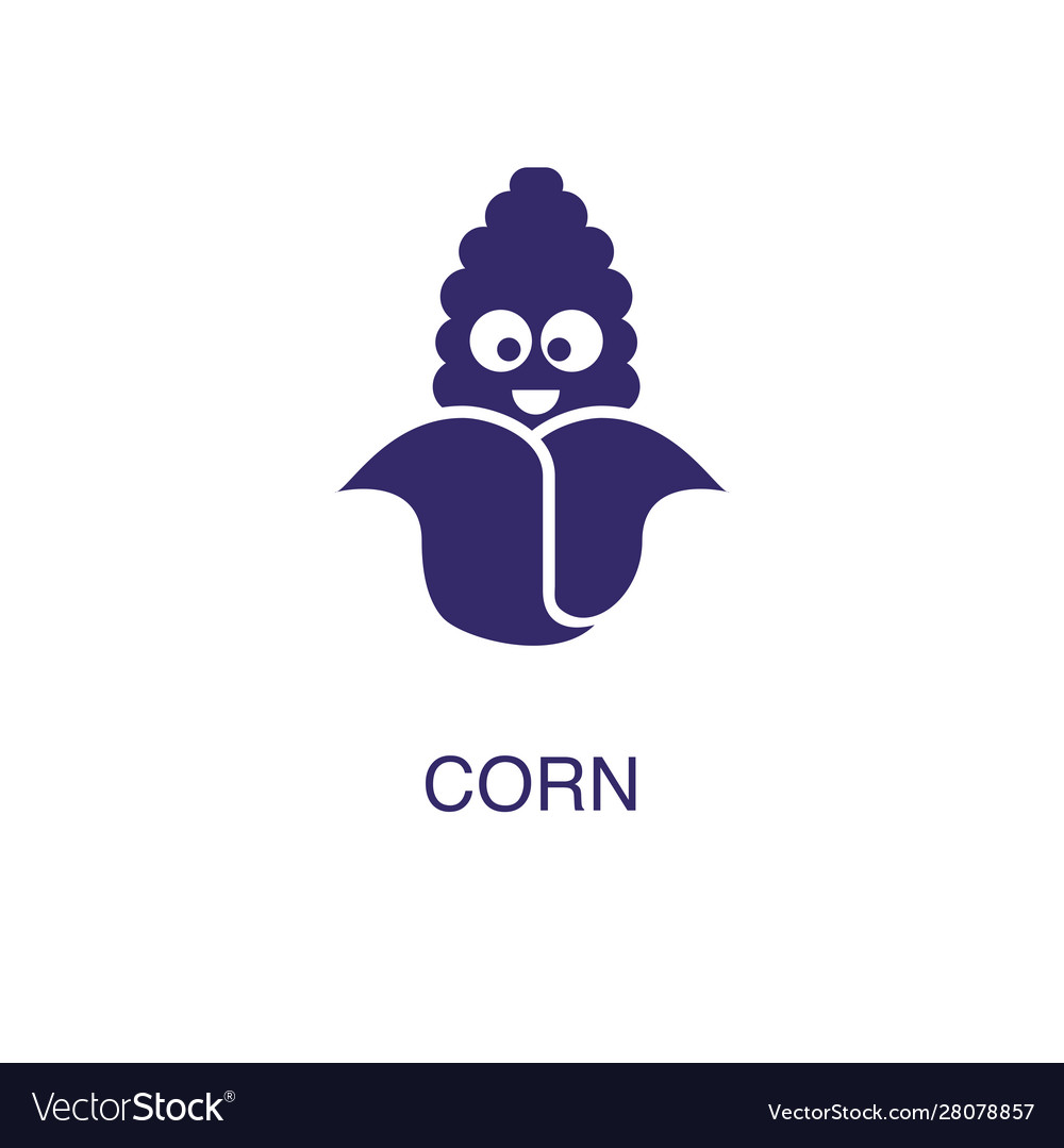 Corn element in flat simple style on white