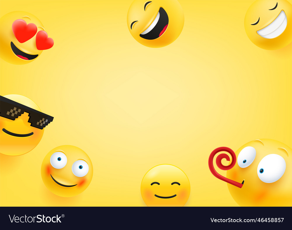 Different happy emojis 3d banner with copy space Vector Image
