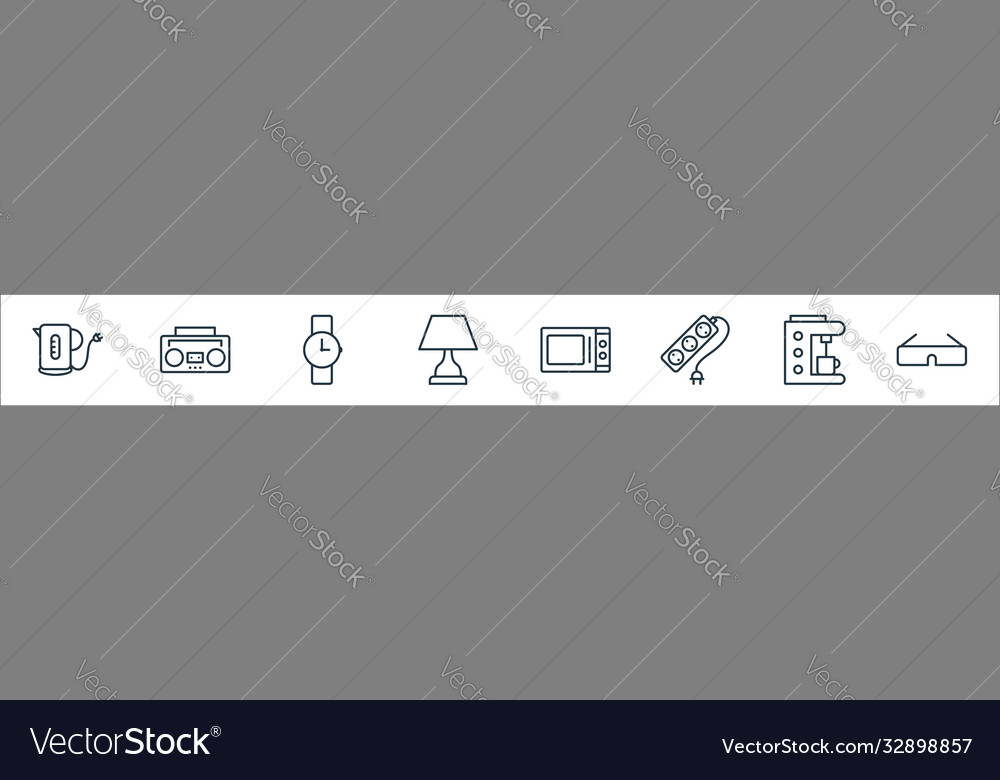 Electronic devices line icons linear set quality