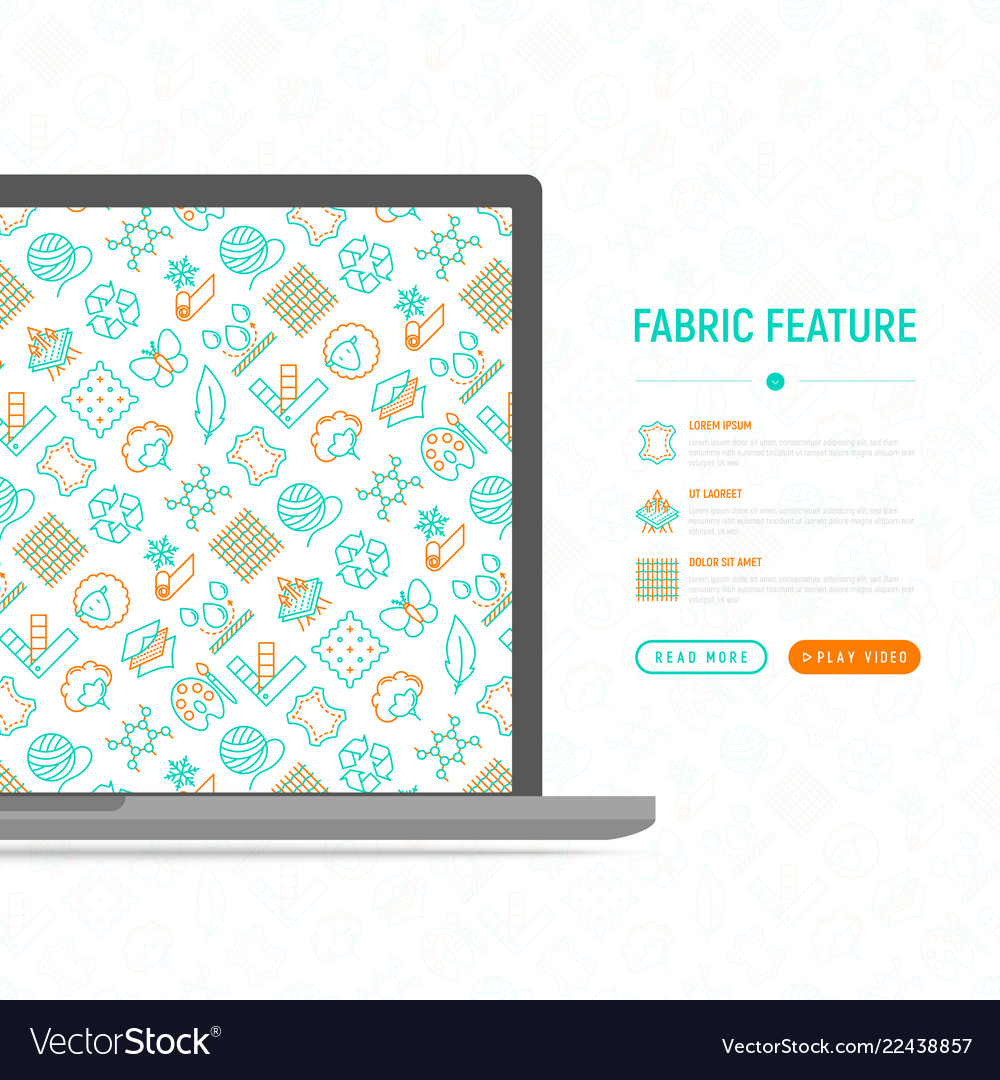 Fabric feature concept with thin line icons vector image Fabric feature concept with thin line icons
