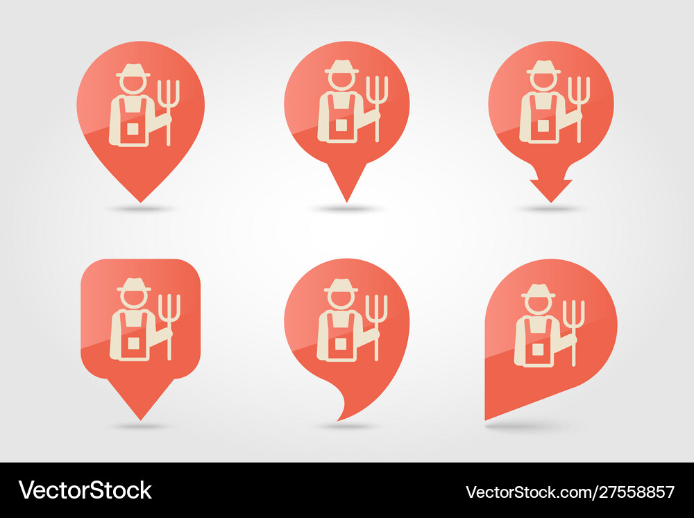 Farmers flat pin map icon map pointer Royalty Free Vector