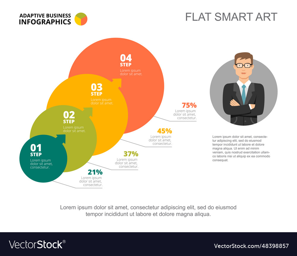 Four steps chart slide template vector image Four steps chart slide template