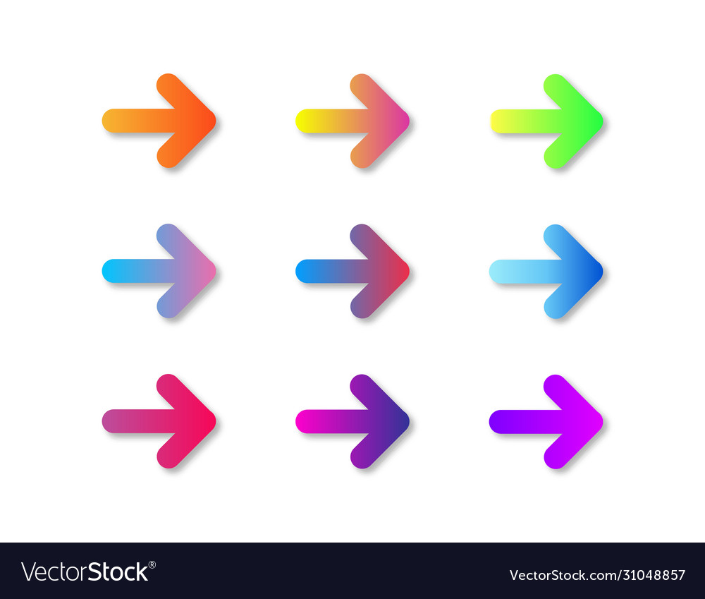 Gradient arrow button colored sign navigation vector image Gradient arrow button colored sign navigation