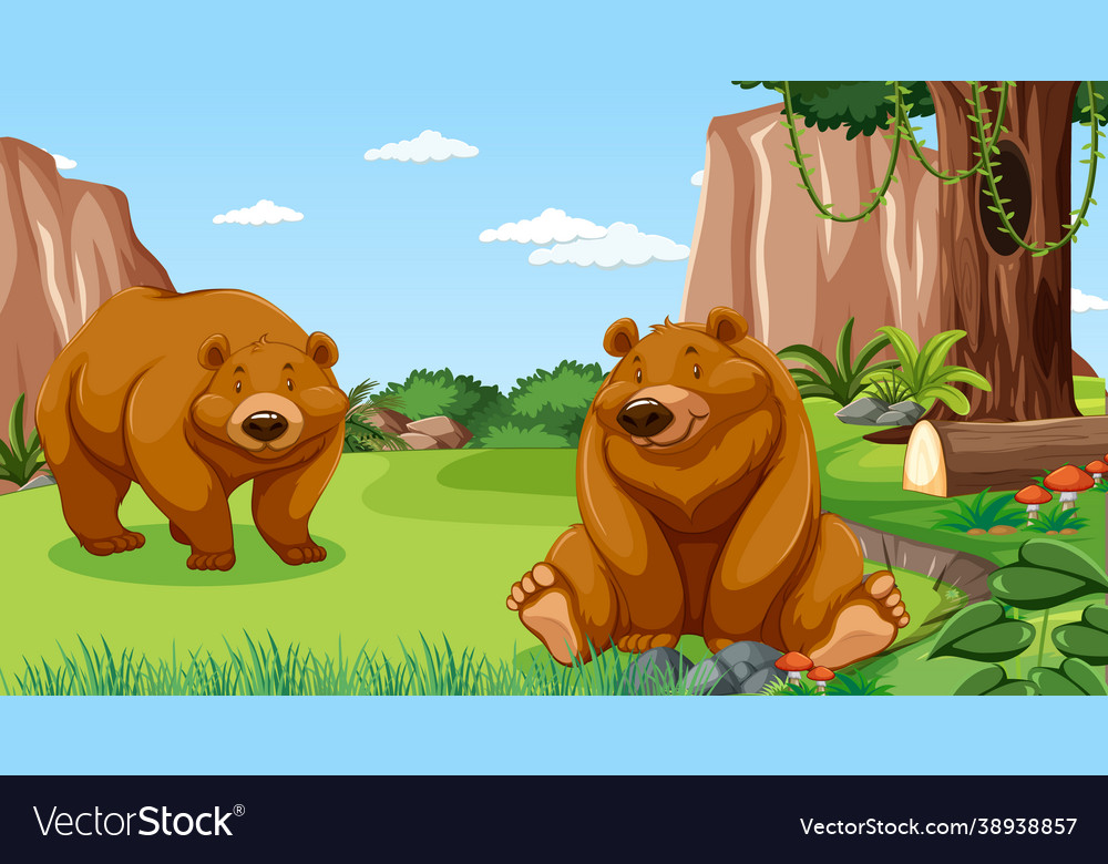 Grizzly bear or brown bear in forest Royalty Free Vector