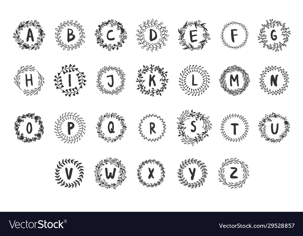 Hand drawn monogram object for design use black vector image Hand drawn monogram object for design use black