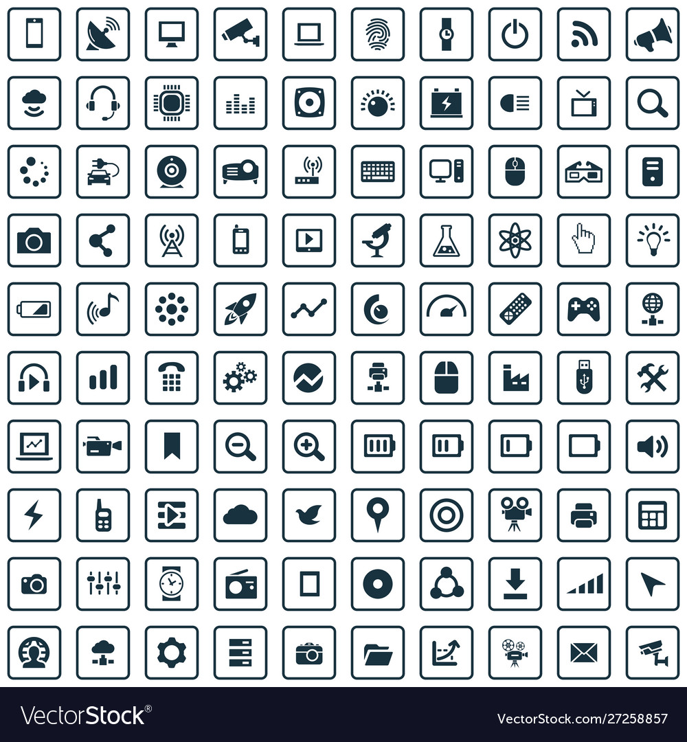 Hi-tech 100 icons universal set for web and ui