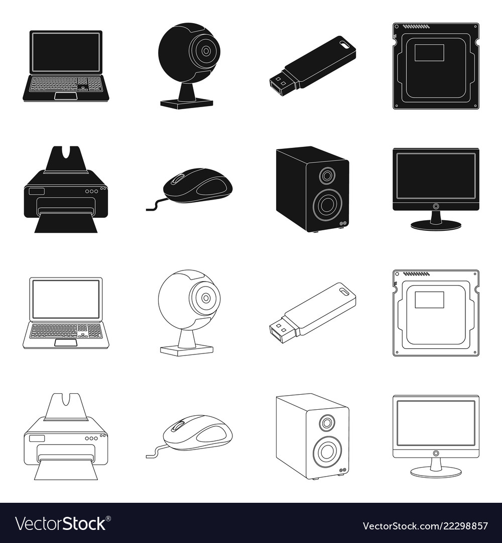 Isolated object of laptop and device logo set vector image Isolated object of laptop and device logo set