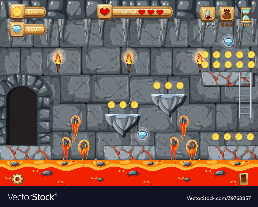 Lava cave platformer game template
