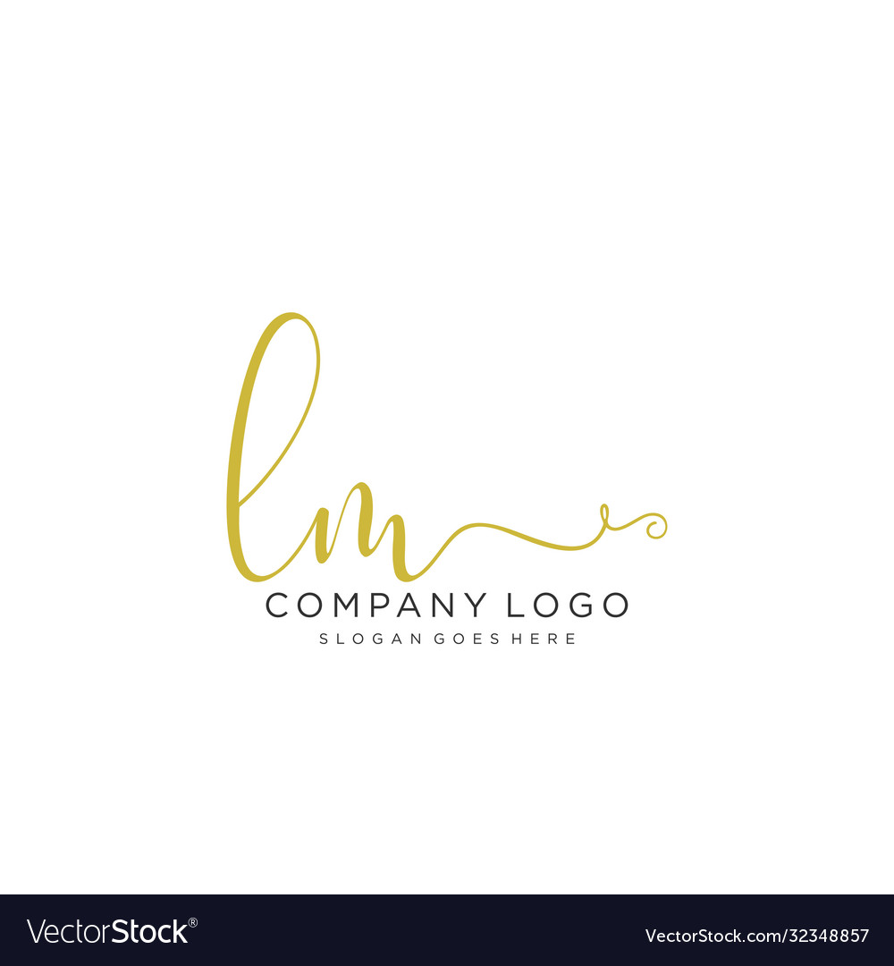 Lm initial handwriting logo design Royalty Free Vector Image