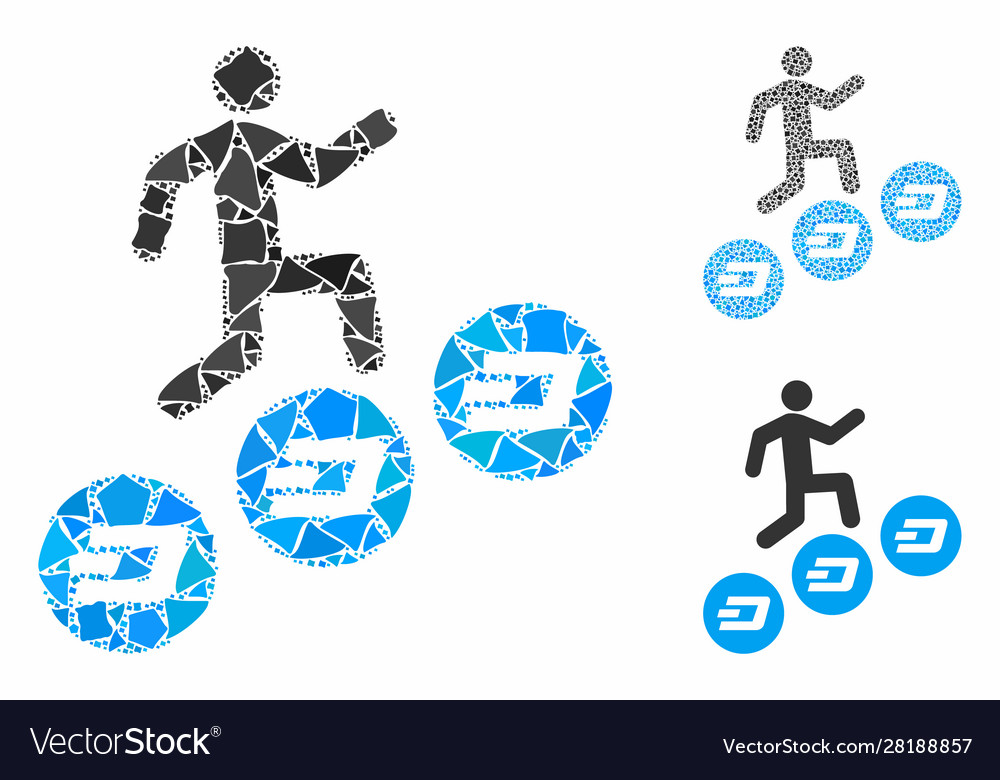 Man climb dash coins composition icon abrupt Vector Image Man climb dash coins composition icon abrupt