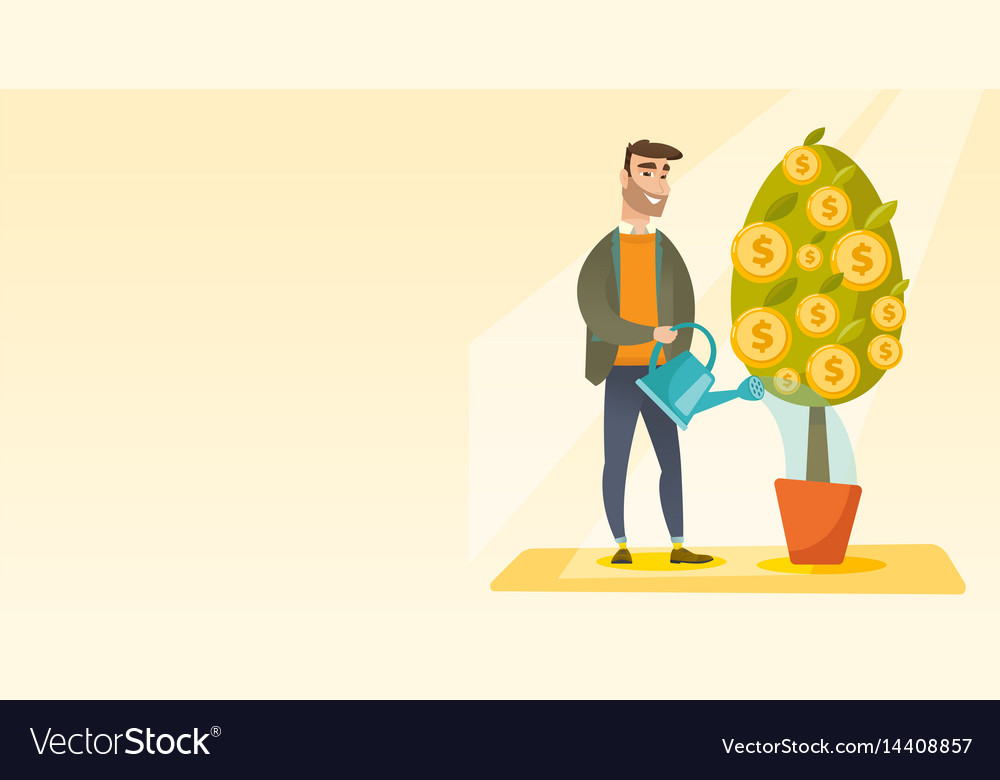 Man watering financial tree