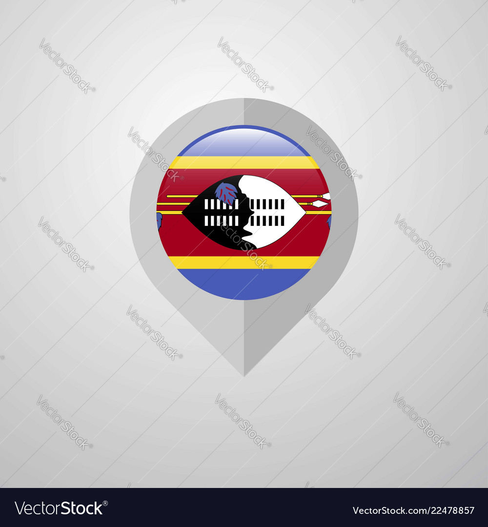 Map navigation pointer with swaziland flag design
