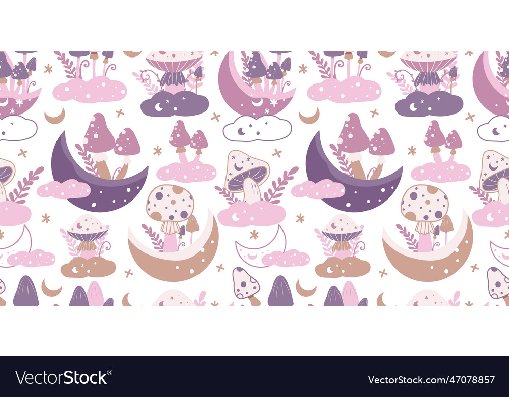 Mushroom themed seamless patterns