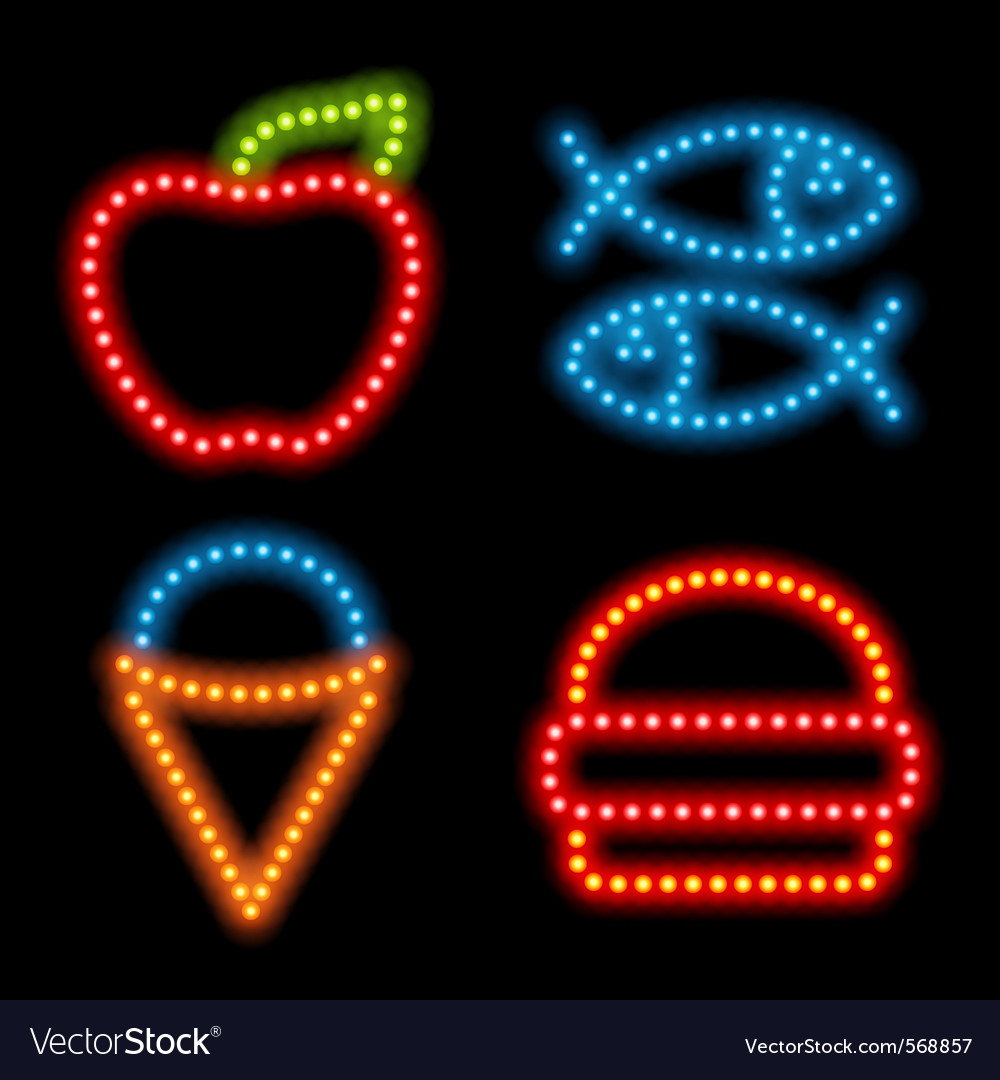 Neon Food Set Royalty Free Vector Image - VectorStock