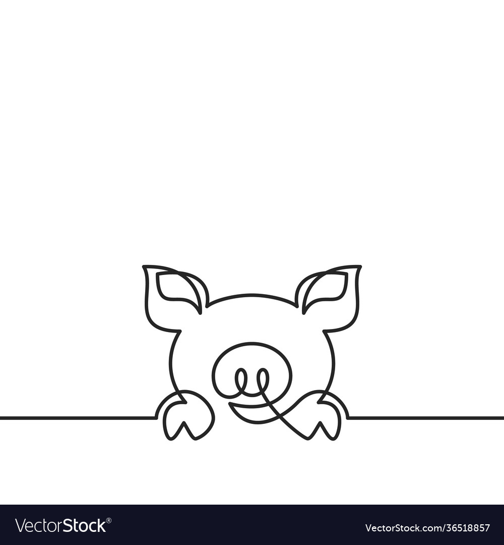 Eine durchgehende Linie Zeichnung Schwein schwarz vector image Eine durchgehende Linie Zeichnung Schwein schwarz