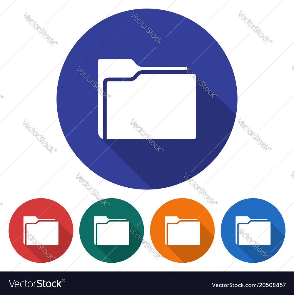 Round icon of folder flat style with long shadow