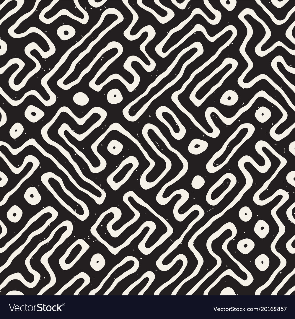 Seamless pattern with maze lines monochrome