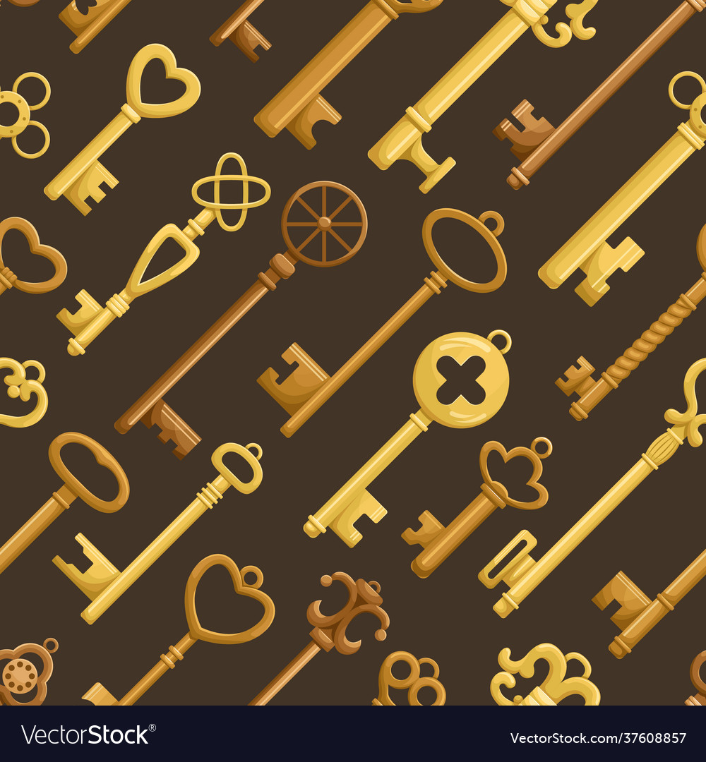 Seamless pattern with retro keys vintage vector image Seamless pattern with retro keys vintage