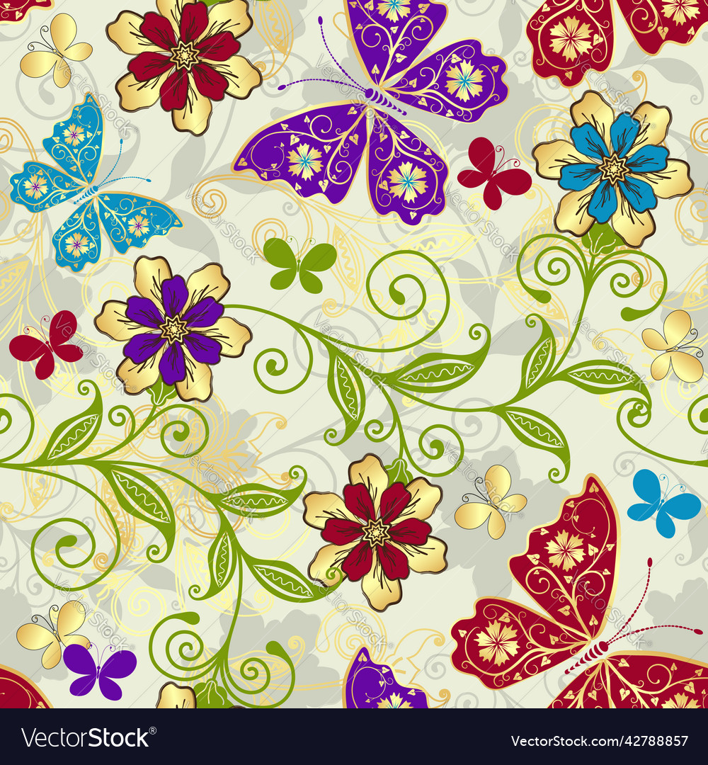Seamless spring pattern with colorful butterflies Vector Image Seamless spring pattern with colorful butterflies