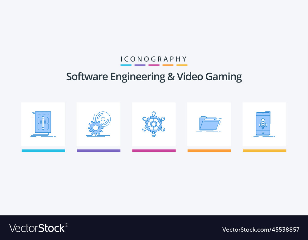 Software Engineering und Video-Gaming blau 5 Ikone