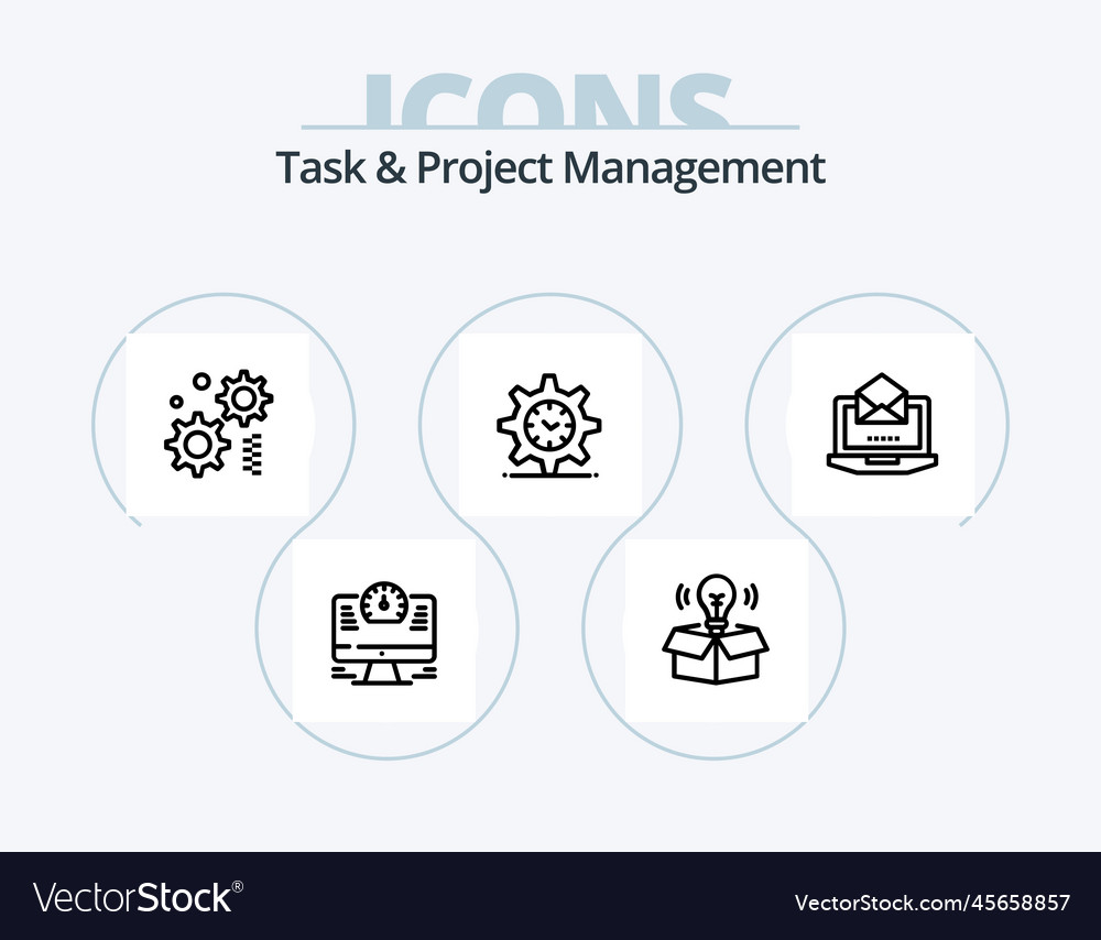 Task and project management line icon pack 5