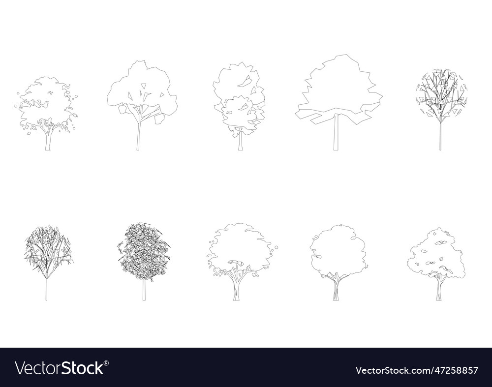 Tree line drawing side view