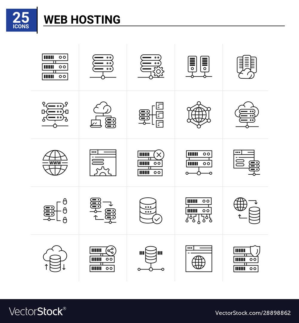 25 web hosting icon set background